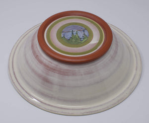 Bottom view of Ceramic serving bowl with hand painted Canadian Landscape